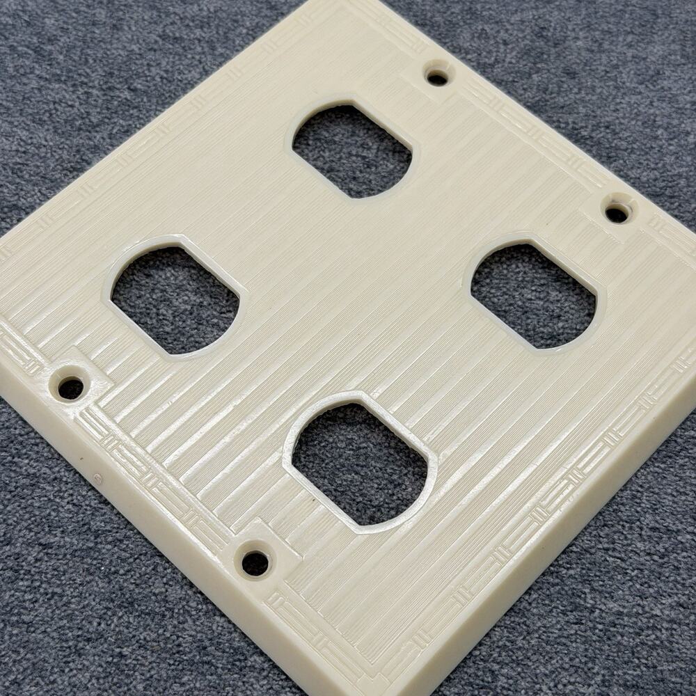 Vintage Art Deco Ribbed Despard Wall Plate 2 Gang 4 Opening Ivory Bakelite USA